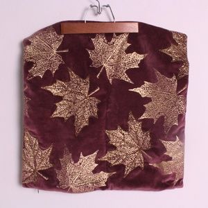 NWT Celerie Kemble Purple Gold Beaded Leaf Pillow